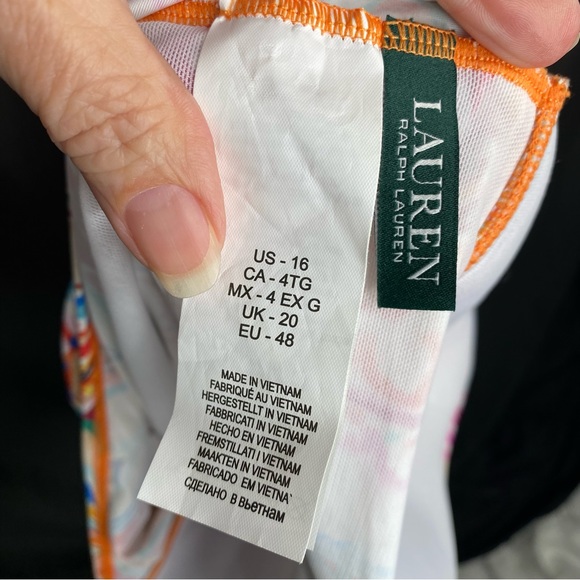 Ralph Lauren Halter Style Paisley Dance Tankini Top Shirred size 16 - Picture 8 of 11